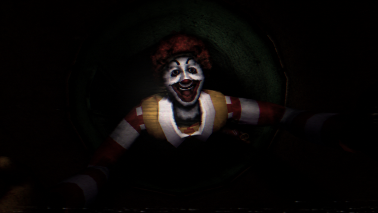 Ronald in a dark play tunnel, official Scream And Run promotional artwork
